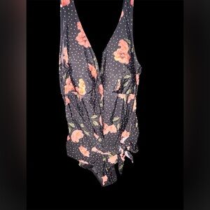 torrid Black Floral Polka Dot One-Piece Swimsuit